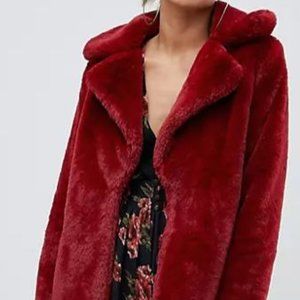Faux fur jacket red